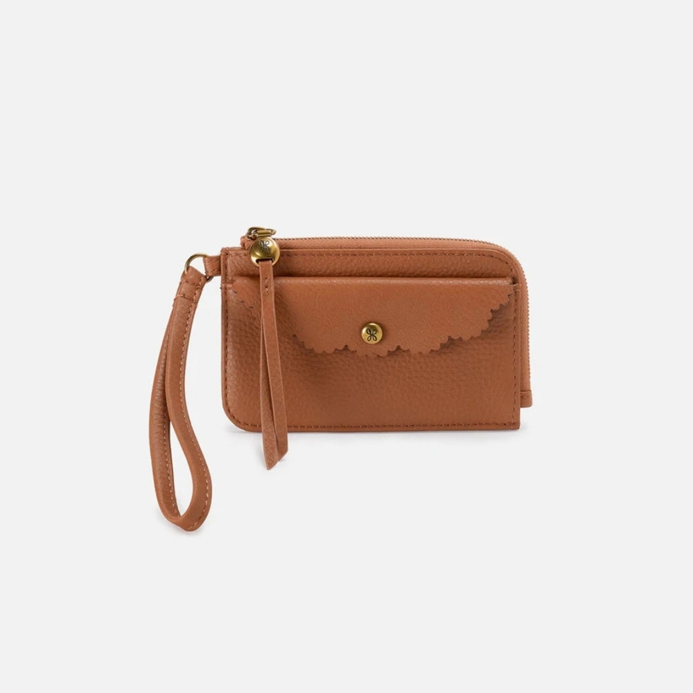HOBO Brown Wristlet with Gold Accents